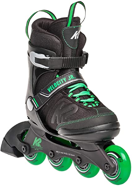 K2 Youth Skate Velocity Junior with green colour touch and four wheels